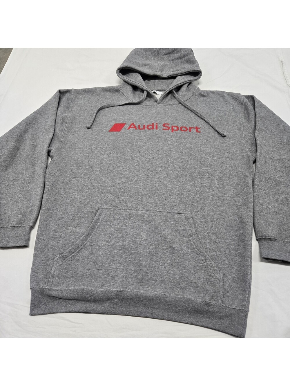 Size LARGE Men's Audi Sport Logo Hoodie Authentic Heather Grey Pullover Sweater
